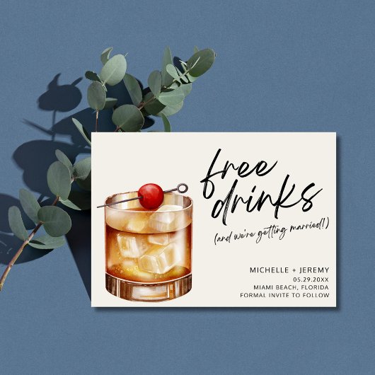 Gratis Drinken Funny Wedding Save The Date met Fot