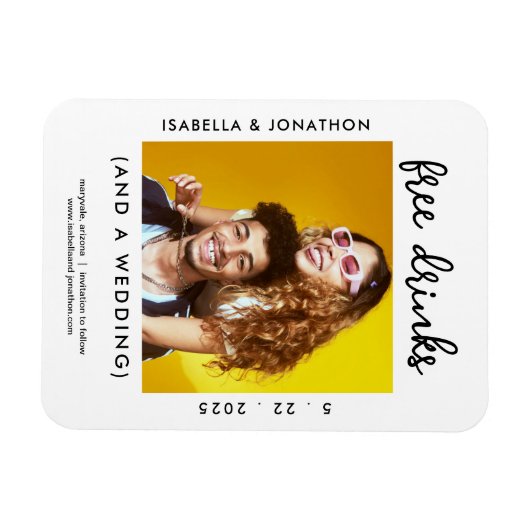 Gratis Drinken Grappig Bewaar de datum Fotokaart - Magneet (Horizontaal)