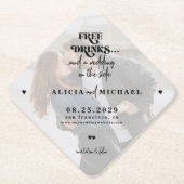 Gratis drinken grappige fotobruiloft redden de dat kartonnen onderzetters (Voorkant)