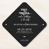 Gratis drinken grappige moderne bruiloft opslaan d kartonnen onderzetters (Voorkant)