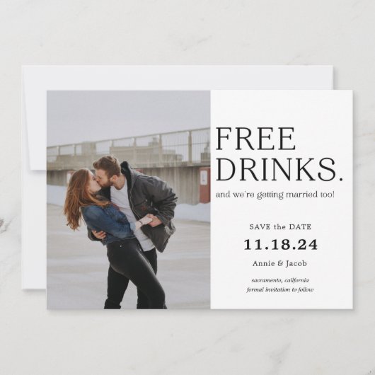 Gratis Drinken Sla de datum op Kaart (Voorkant)