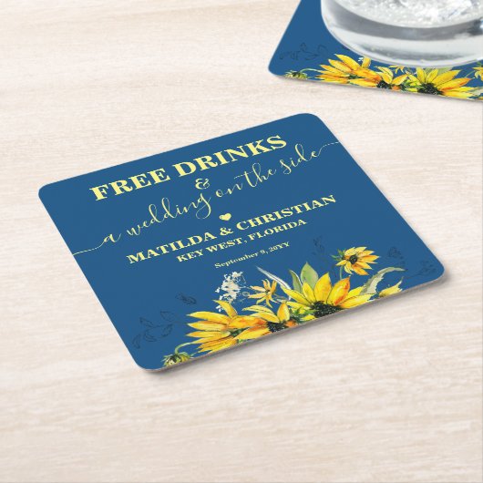 Gratis Drinken Sla de datum op Vierkante Kartonnen Onderzetter (Schuin)