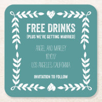 Gratis Drinken trouwen Save the Date Onderzetter