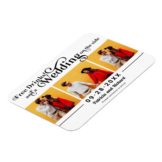 Gratis Drinken weddenschap bespaart de datum 3 Fot Magneet (Linkerzijde)