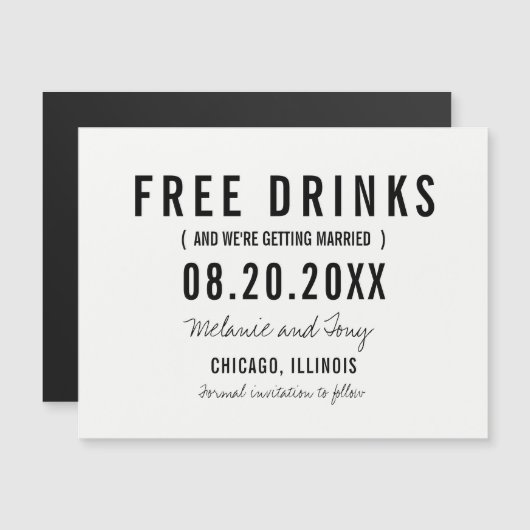 Gratis Drinken Weddenschap Save the Date Magnets (Voorkant / Achterkant)