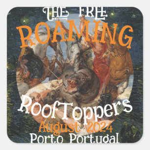 GRATIS DWAWENDE DAKAPPARTIKELEN PORTO PORTUGAL VIERKANTE STICKER