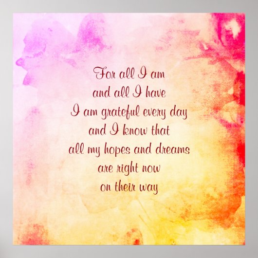 "Gratis en positiviteit" gedicht poster (Voorkant)