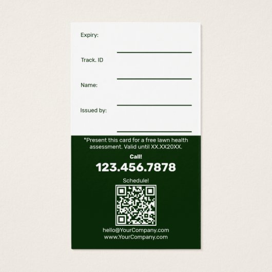 Gratis gazon service cadeaubon Kaart (Achterkant)