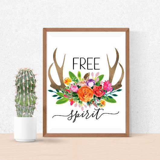 Gratis Gedirigeerde Modern Boho Chic Flowers Antle Poster