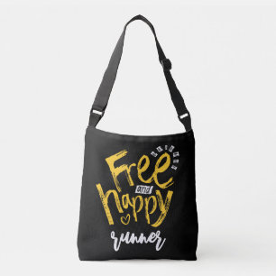 Gratis Gelukkig Geel Zwart Inspiratief Schrift Bor Crossbody Tas