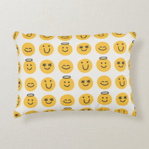 Gratis gelukkige emoji naadloos patroon. Positief  Accent Kussen