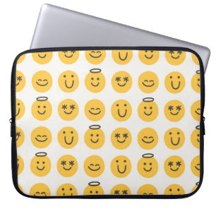 Gratis gelukkige emoji naadloos patroon. Positief  Laptop Sleeve