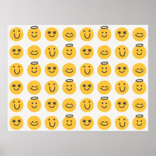 Gratis gelukkige emoji naadloos patroon. Positief Poster