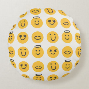 Gratis gelukkige emoji naadloos patroon. Positief  Rond Kussen