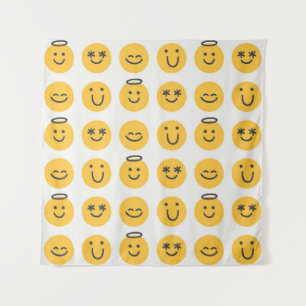 Gratis gelukkige emoji naadloos patroon. Positief  Wandkleed