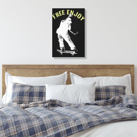 Gratis genieten van Retro Urban Skateboarden Canvas Afdruk (Insitu (Slaapkamer))