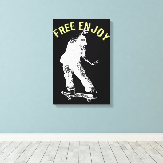 Gratis genieten van Retro Urban Skateboarden Canvas Afdruk (Insitu (Houten vloer))