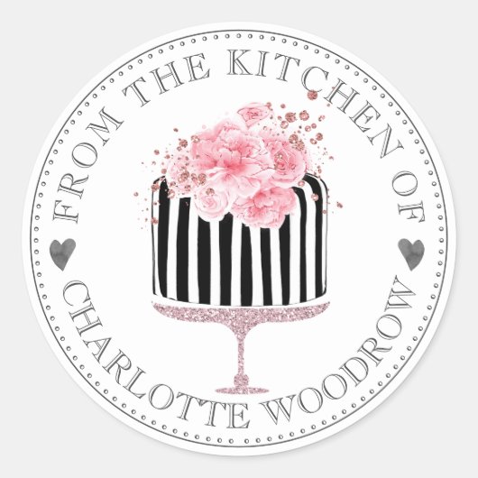 Gratis Gestreept Aquarel Glazuur Cake Dessert Ronde Sticker (Voorkant)