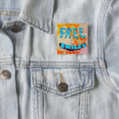Gratis glimlach - Ice Fire Helderkleurig Vierkante Button 5,1 Cm (In situ)