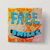 Gratis glimlach - Ice Fire Helderkleurig Vierkante Button 5,1 Cm (Voorkant)