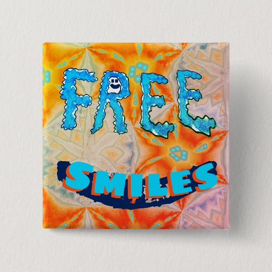 Gratis glimlach - Ice Fire Helderkleurig Vierkante Button 5,1 Cm (Voorkant)