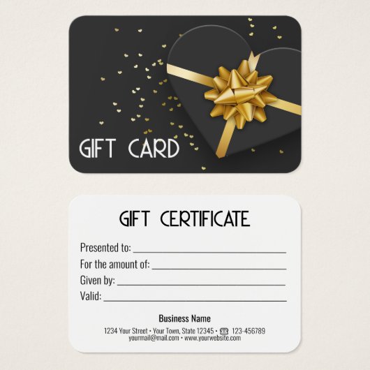 Gratis gouden zwarte doos met cadeaubon visitekaartje (Voorkant /achterkant)