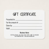 Gratis gouden zwarte doos met cadeaubon visitekaartje (Achterkant)