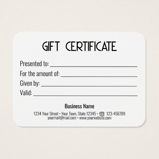 Gratis gouden zwarte doos met cadeaubon visitekaartje (Achterkant)