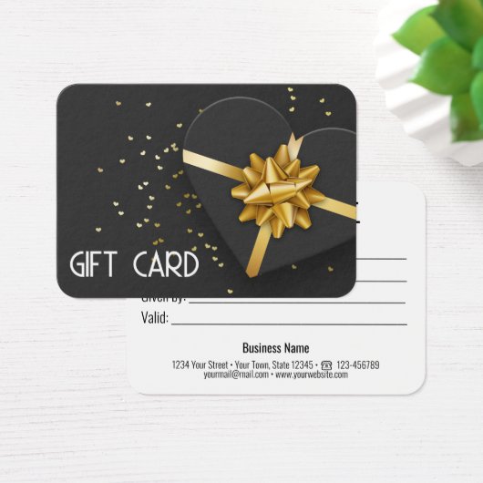 Gratis gouden zwarte doos met cadeaubon visitekaartje (Bureau)