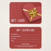 Gratis gouden zwarte doos met cadeaubon visitekaartje (Voorkant /achterkant)