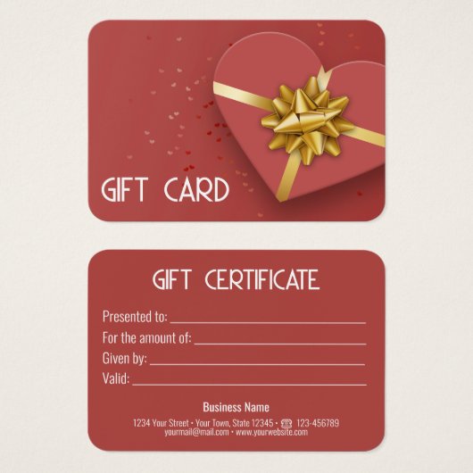 Gratis gouden zwarte doos met cadeaubon visitekaartje (Voorkant /achterkant)