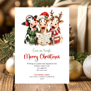 Gratis Grappige Koeien Kerst Kaart Ontwerp