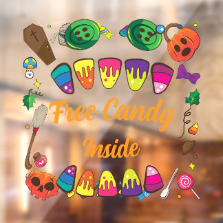 Gratis Halloween-snoep voor monsters Raamsticker