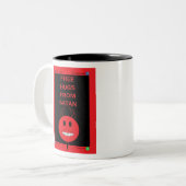 Gratis huggen uit Satan Tweekleurige Koffiemok (Voorkant links)