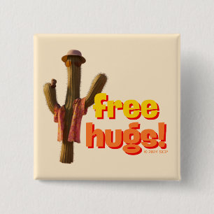 Gratis Hugs! Vierkante Button 5,1 Cm