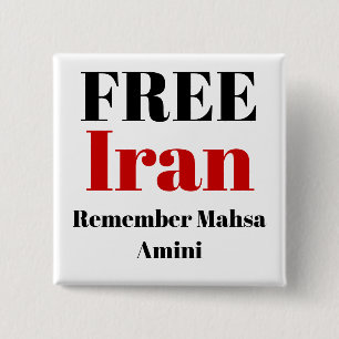GRATIS IRAN HERINNERT Mahsa Amini Vierkante Button 5,1 Cm