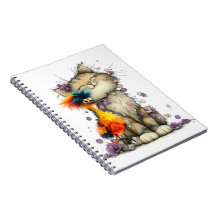 Gratis Kat en Kleurrijke Vogel Spiraal Notebook