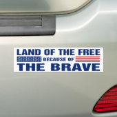 Gratis land vanwege de Brave (Bumper) Bumpersticker (Op auto)