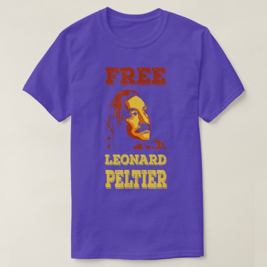 GRATIS LEONARD PELTIER  retro stijl T-shirt (Design voorkant)
