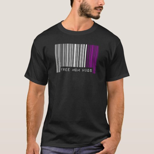 Gratis mam Hugs Asexual Pride Flag Barcode Lgbtq A T-shirt (Voorkant)