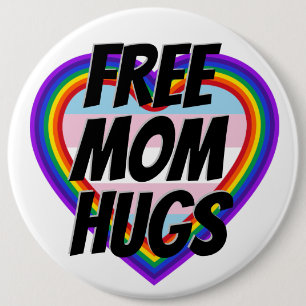 Gratis mam Hugs LGBT Pride Rainbow Heart Ronde Button 6,0 Cm