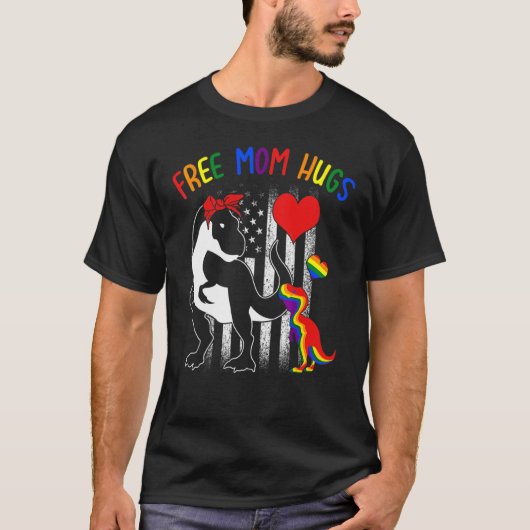Gratis mam Hugs Lgbt Rex Rainbow Transgender Pride T-shirt (Voorkant)