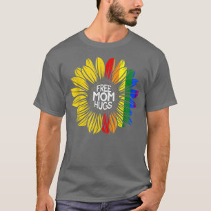 Gratis mam Hugs Rainbow Sunflower LGBTQ Gay Pride T-shirt
