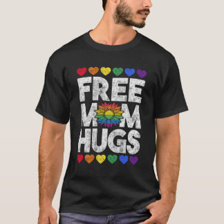 Gratis Moeder Knuffels LGBT Daisy Regenboog Bloem T-shirt