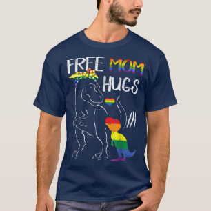Gratis Moeder Knuffels LGBT Trots Mama Dinosaur Re T-shirt