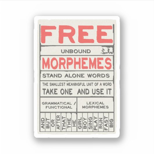 Gratis Morphemes Grammatica Engelse taal Sticker (Voorkant)