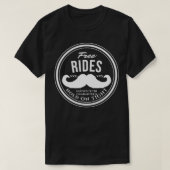 Gratis Mustache Rides (Hold on Tight) Ruwe Funny T-shirt (Design voorkant)