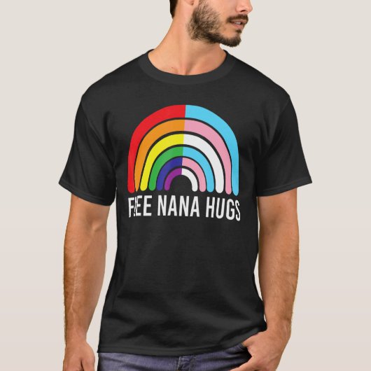 Gratis Nana Hugs Rainbow Transgender Vlag LGBTQ Ga T-shirt (Voorkant)