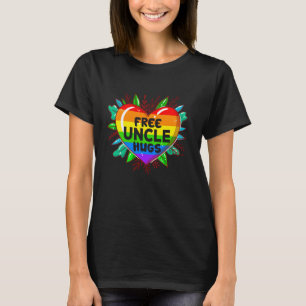 Gratis oom Hugs een halfgeprijsde LGBT Flag Heart T-shirt