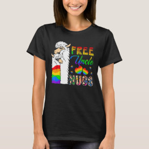 Gratis oom knuffelt twee lama's trots LGBT support T-shirt